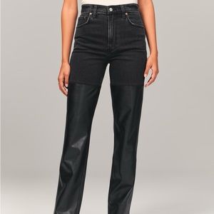 leather/denim black jeans